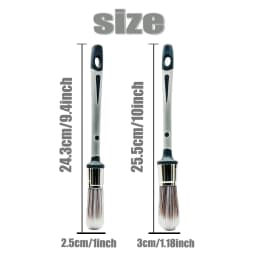 AUTOBRIGHT Silver Professional 2pcs Car Wash Brushes High Quality Fiber Soft Brush Bristles Car Detailing Clean Interior Tool