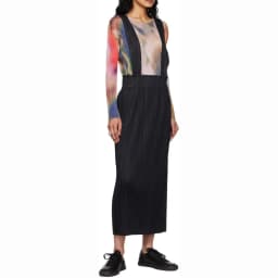 Miyake Pleated Black Thicker Bottoms Heavyweight 2 Midi Skirts