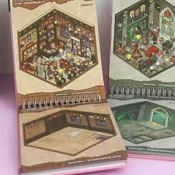 Mr. Paper 1 Sticker Book + 1 Tweezer, Miniature Scenes Cartoon Landscape Collection 4.0 Gothic Theme DIY 3D Sticker Cabin Scenes