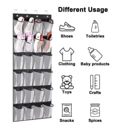 12/24 Grid Over The Door Shoe Rack with Large Mesh Pockets Hanging Shoe Organizer for Closet Hanging Shoe Rack Holder Hanger