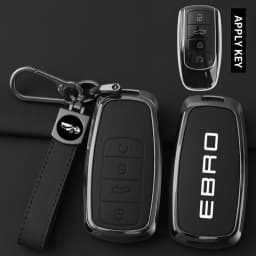 Alloy Leather Car Key Case Cover Shell Fob for Chery EBRO S400 S700 S800 Protection Key Bag Keychain Auto Interior Accessories