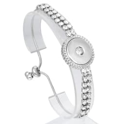Wholesale 18mm Snap Bracelets High Quality Metal Silver Color Snap Button Bracelet Bangle Adjustable Chain Bracelets