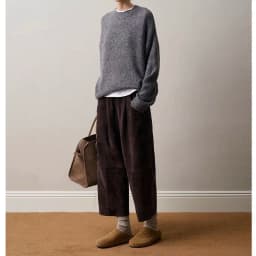 Retro 2025 Leather Ankle-Length Pants Women Elastic Waist Suede Sheepskin Wide Leg Length Straight Cylinder Trousers Black brown