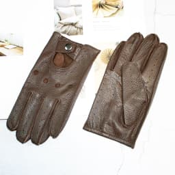 Motorcycle Riding Deerskin Gloves Men's Single-Layer Thin Fashion Hollow New Spring and Autumn Car Driving Driver Leather Gloves