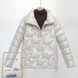 2025 New Glossy Down Cotton Jackets Women Winter Parkas Female Stand Collar Casual Warm Short Puffer Jacket Snow Outwear