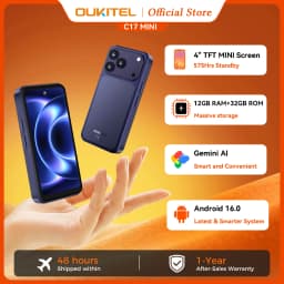 OUKITEL C17 Mini 4'' Small Smartphone Global Version Android 16 Octa Core 12GB(4+8)+ 64GB Gemini AI Backup Portable Phone