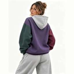 Fall Winter Patchwork Color Block Hoodie Men Women Drawstring Kangaroo Pocket Long Sleeve Oversized Streetwear Pullover