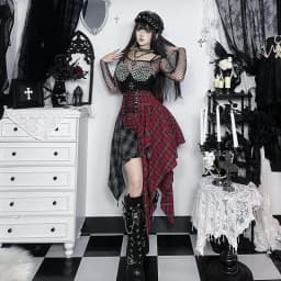 American Vintage Dark Gothic Style Skirt Women's Patchwork Irregular Plaid Skirt Y2K 2000s Subcultural Casual Streetwear