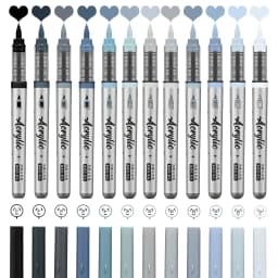 Acrylic Paint Markers ,12 pcs Brush Tip Acrylic Paint Pens Set with 9 Professional Color Series for DIY & Art Supplies