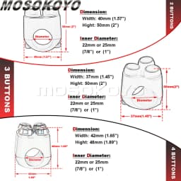 3&4 Buttons Motorcycle Switch 22mm 25mm Handle Controller Switches M-Unit Lights Starter Horn Universal 7/8" 1" Handlebar Switch