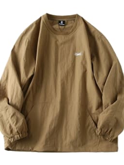 Retro Japanese Style Tech Waterproof Fabric Men's Spring Autumn Loose Color round Neck Long Sleeve Hoodie Casual Fashion