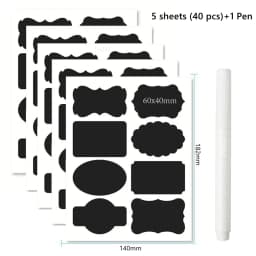 Haile 10-100pcs Waterproof Chalkboard Labels Spice Organizer Label for Household Kitchen Jars Blackboard Stickers With White Pen