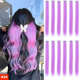 1 5 11 Pcs/lot Clip in Hair Extensions Multi-Colors Highlights Synthetic Hair 22 inch Rainbow Hairpieces for Girls Women Kids