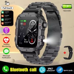 New Flashlight Military Smart Watch Men IP68 5ATM Outdoor Sports Fitness Tracker Health Monitor 1.44Inch BT Call Smartwatch HT30