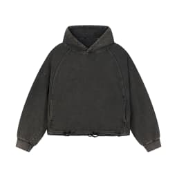 Personalized LOGO custom autumn winter new Boxy version 340g cotton polyester short wide hooded sweater hem tattered old hoodie