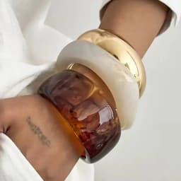 Salircon 3 Style Trendy Exaggerated Resin Wide Bangle Women HipHop Gold Color Geometric Heavy Metal Bangles Bracelet Men Jewelry