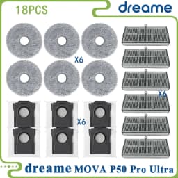 Fit For (Dreame X40 Ultra / L40 Ultra, MOVA P50 Pro Ultra /P10 Pro Ultra) Main Roller Tricut Brush Filter Mop Cloth Dust Bag