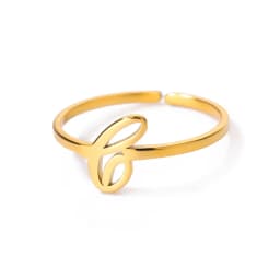 Initial Letter Rings For Women Gold Color Stainless Steel A-Z Letter Adjustable Ring Aesthetic Wedding Christmas Jewelry Gift