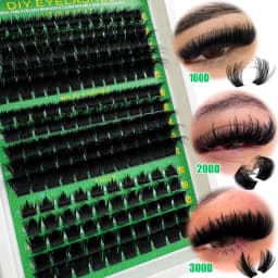 Spikes Lash Cluster 160D 200D 300D Thick Spiky Individuals Lashes 10-18mm Mega Wispy Eyelash Extension Fluff D Curly DIY at Home
