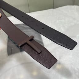 Double-Sided Leather Belt with Letter Buckle T-Shaped Men's Fashionable Genuine Leather Belt Stylish Men's Belt Workwear