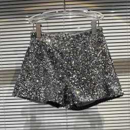 Autumn Winter New Gorgeous Bead Flake Flower Embroidered Velvet Shorts Women's Fashion Chic Pearl Edge Black Shorts Boots Female