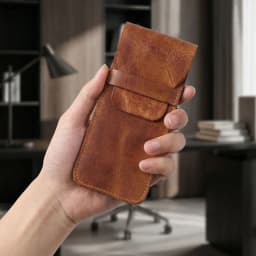 Cowhide Pen Case Holder Handmade Fountain Multi Pens Pouch Vegetable tanned leather Simple Pen Protective Sleeve Cover