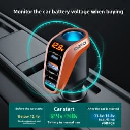 188W Car Charger with QC3.0 & PD20W Fast Charging 3-Port USB Adapter for iPhone Samsung 12V/24V Cigarette Lighter Socket