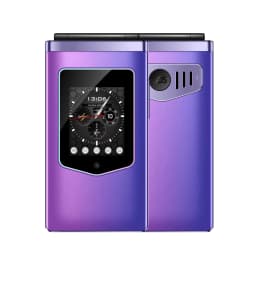 HAMTOD T8 Classic Fashion Clamshell Flip Feature Phone 4G VoLTE Dual HD Screen 2.8" Main IPS Display + 1.77" Outer Screen Big Font Big Icons One Touch SOS Emergency Call 1500mAh Large Battery Easy Simple Operation Unbreakable Basic Mobile Cell Phone For S