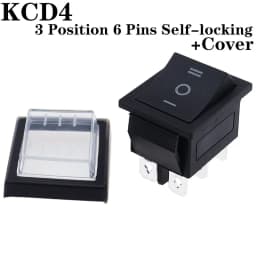 1PCS KCD4 25X31mm Black Rocker Switch 6 Pin 3 Position ON-OFF-ON Double Reset/Latch Switch 16A 250V 20A 25A 125VAC