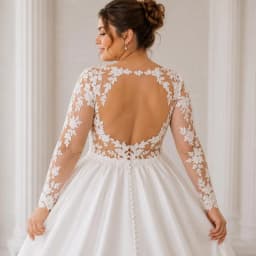Customized Plus Size Wedding Dress Long Sleeve Lace Bridal Gown A Line Elegant Bride Dress Backless