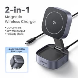 UGREEN Qi2/Qi Magnetic Wireless Charger Stand 15W 2-in-1 Charging Stand For iPhone 16 17 Pro Max/AirPods Fast Charging