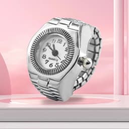 Creative Alloy Shell New Hot Selling Compact Finger Circular Arabic Numeral Scale Dial Couple Men's And Women's Ring Watch