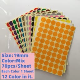 12 Sheets/Pack Mix Color Circle Round Color Coded Adhesive Label Dot Sticker 6mm/8mm/10mm/13mm/16mm/19mm/25mm/32mm/50mm/100mm