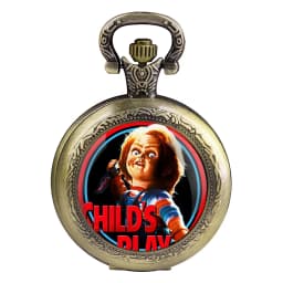 Creative Horror Design Glass Dome Quartz Pocket Watch Necklace Pendant Clock Vintage Men Women Kids Gift Clock Halloween Gift