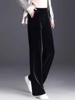 Women's pants with many reviews flared pants ice silk pants wide leg pants, high waisted blue loose straight leg pants 6XL