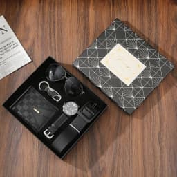 New Men Gift Set with Box Watch Keychain Sunglasses Belt and Wallet Set for Men Father's Day Gift Set Box for Boyfriend Husband