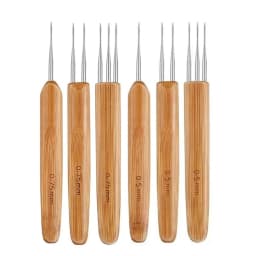 3/6Pcs 0.5mm/0.75mm Dreadlock Crochet Hook Wood Crochet Needles Hair Dreadlocks Tool for Braid Craft
