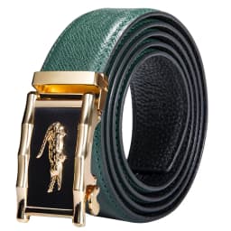 High Quality Green Faux Leather Belts For Men Metal Automatic Buckle Men's Belt Luxury Famous Brand Waist Strap DiBanGu