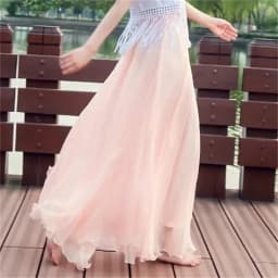 High-grade Double Layer Skirts Spring Summer Elastic High Waist Large Swing Gauze Chiffon Skirt A-line Pleated Long Beach Skirt
