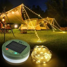 Solar Camping String Lights Waterproof Camping Lights with 8 Lighting Modes Rechargeable Outdoor Camp Lamp Portable Tent Lantern