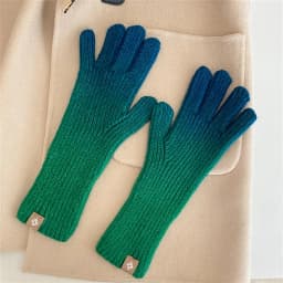 Winter Gloves for Women New Gradient Touchscreen Gloves Stretch Knit Warm Arm Mittens Outdoor Non-Slip Exposed Finger Guantes