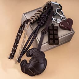 New Braided Rope Croissant Keychain Heart Shape Mobile Phone Chocolate Bag Pendant Charms Ornaments Gifts