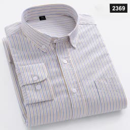 Casual Long-sleeve Shirts for Men Slim Fit Plain Shirt 100%cotton Plaid Striped Tops Soft Designer Fashion Korean Trends Clothes