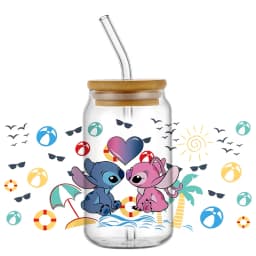 popular UV DTF 3D Cup Wrap Sticker Cute Cartoon blue Monster Design For 16oz Mugs DIY Durable Decal Transfer stickers