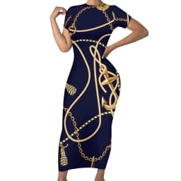 Retro Chains Bodycon Dress Summer Leopard Print Cute Maxi Dresses Women Short Sleeve Graphic Street Fashion Dress 3XL 4XL 5XL