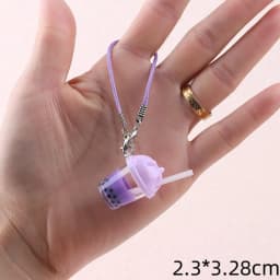 Cute Bubble Tea Handbag Charm Resin Mini Size Milk Tea Pendant Simulation Model Colorful Car Key Chain for Kids Gifts