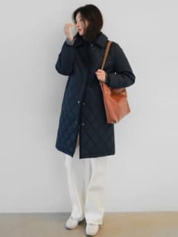 Retro Diamond Pattern Cotton Shirt Women's Mid-Length Warmth Outerwear Long Sleeve Collar Button Detail Black Coat