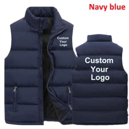 Fashion Men's Custom Your Logo Casual Jacket Fashionable Warm Down Vest Slim Fit Sleeveless Thicken Stand Collar Vest Jacket