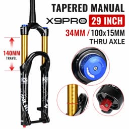Nanlio X9 Pro MTB Air Suspension Fork 34mm 140/160mm Travel 26/27.5/29 Inch 100x9 100x15 Damping Rebound Bike Fork