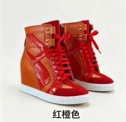 Two-Tone Snake Print Wedge High Top Sneakers Women Genuine Leather Lace Up Hidden Wedge Ankle Boots Platform Casual Shoes Lady